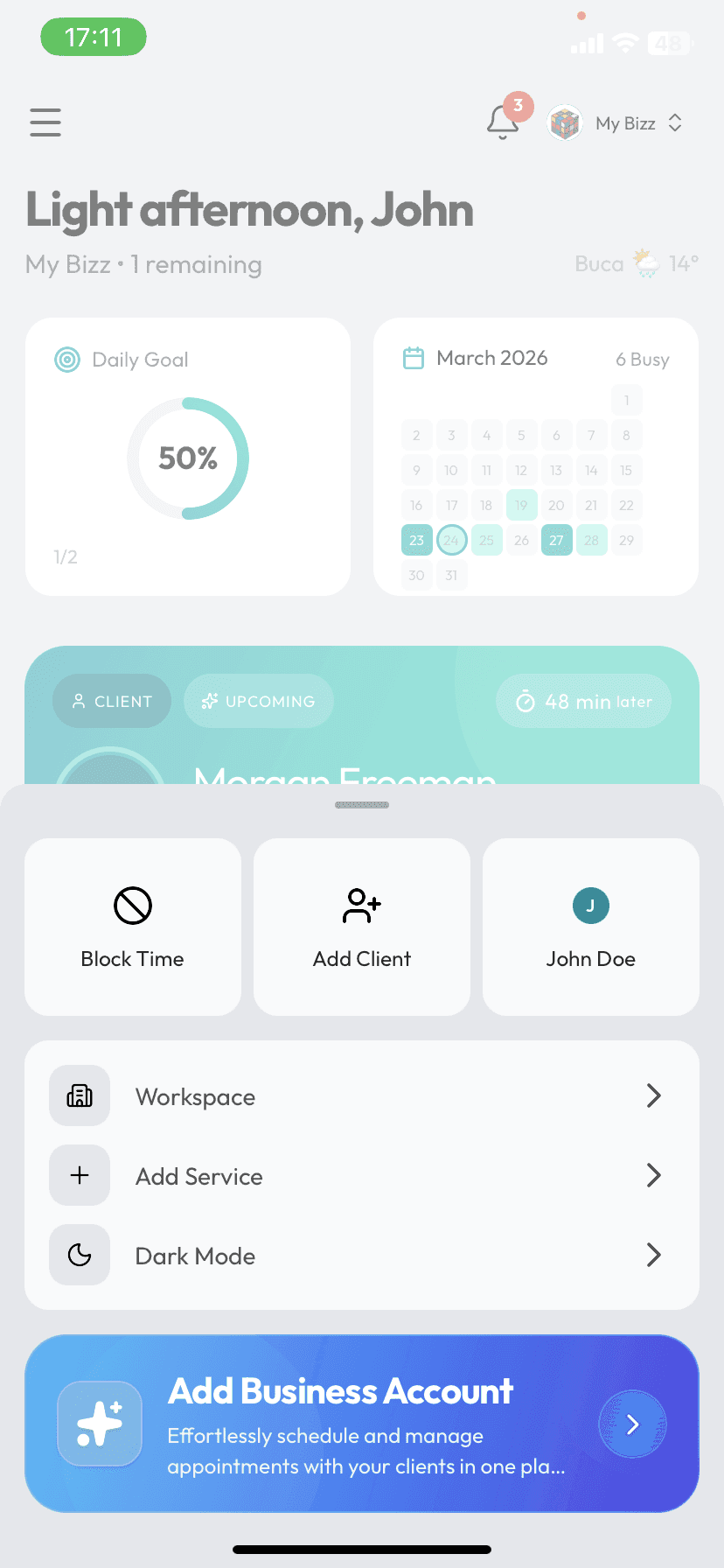 Calemio scheduling app — main dashboard screenshot